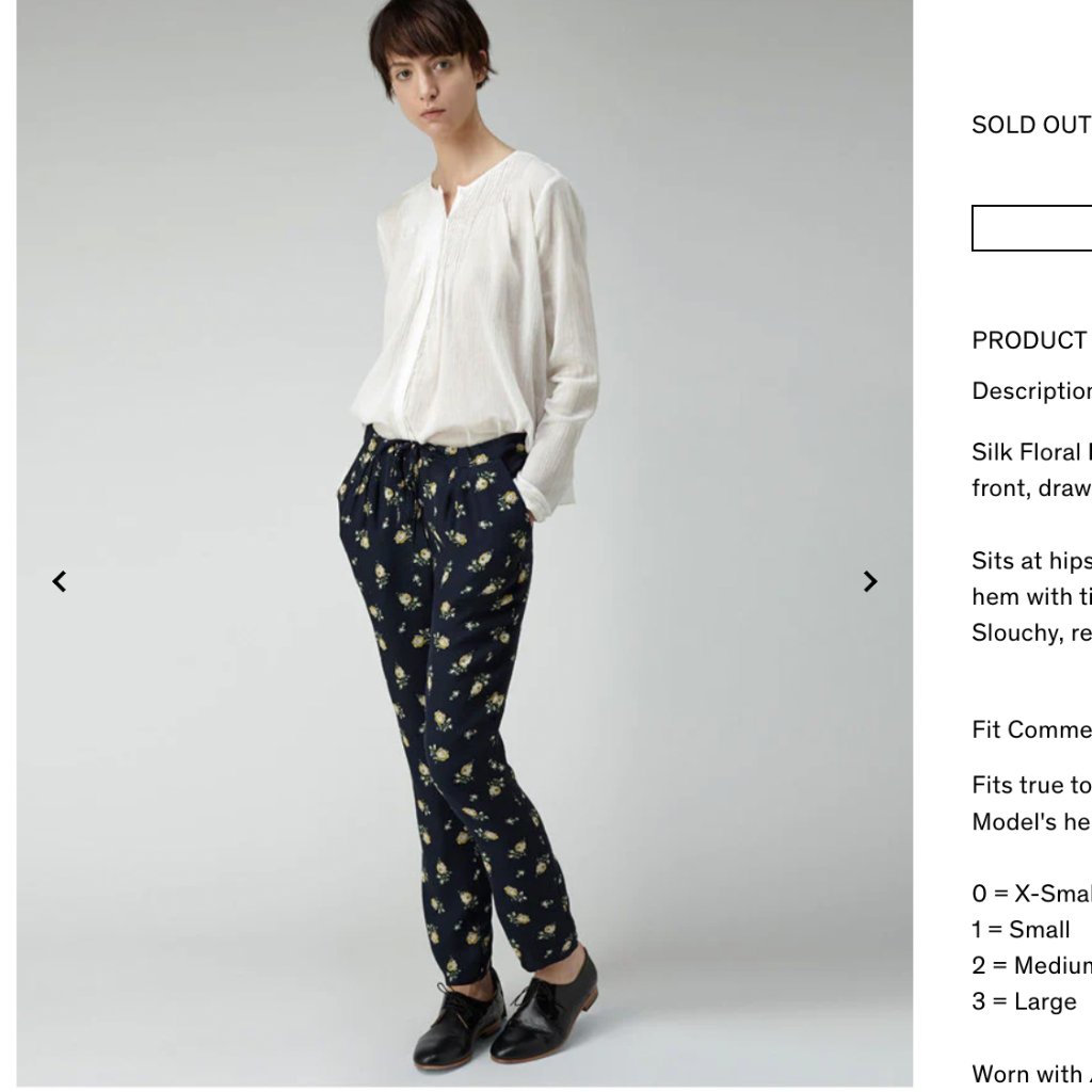 Girl By Band Of Outsiders Silk Floral Pant (Sz Small)